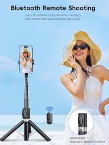 Palo de selfie inalámbrico Bluetooth de aleación de alta calidad de 1,7 m, con trípode, activación automática al tocar, para sujetar o colocar de pie para fotos/videos, control remoto multifuncional, soporte giratorio 360°, adecuado para fiestas, transmisión en vivo, regalo del Día de la Madre - Multicolor - Ver 6