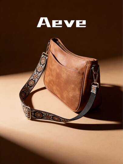 1pc Women's Retro Large Capacity Casual Crossbody Bag, Bohemian Embroidered Floral Pattern With Detachable Shoulder Strap, Reinforced Stitching Decoration, Multiple Pockets With Zipper Closure, Suitable For Carrying Umbrella, Water Bottle, Outdoor, Travel, Sports, Shopping, Dating