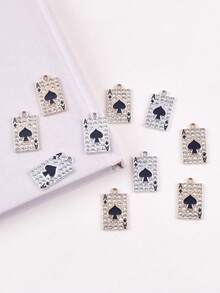 10 piezas de accesorios de joyería de aleación de zinc con colgantes de color mixto con forma de pica de póker, pendientes, collares DIY para mujeres - póker - Ver 2