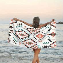 Extra Large Bohemian Microfiber Beach Towel - Super Soft, Quick Dry, Vibrant Geometric Pattern - Ideal For Yoga, Swimming And Beach Activities - Rectangular - A - View 1