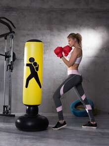 1pc Inflatable Punching Column, Adult Inflatable Punching Bag Freestanding Punching Bag, 1.6m Striking Column, Exhaust Pipe Bag, Thick Punching Column - Yellow - View 4