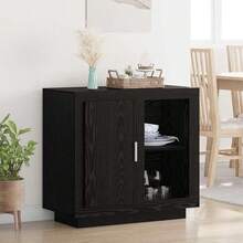 vidaXL Sideboard Kommode Anrichte Mehrzweckschrank Beistellschrank Standschrank Schrank Mit Stauraum Flurkommode Eiche Schwarz 80x40x75 Cm - Oak Black - View 2