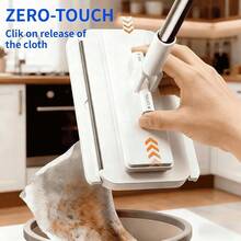 Grip Mini Mop, Zero-Touch Gap Dust Cleaner With 39in Lazy Mop Stick & LocFKing Head, Disposable Dust Mop For House Wall Bathroom Toilet Corners Multi Surface Cleaning With 5 Cloths - 迷你拖把套裝(含5塊拖布) - 查看 4
