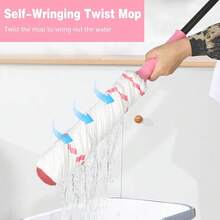 -Wringing Twist Mop For Floor Cleaning, 57" Long Handle Heavy Duty Microfiber Mop For Wet Mopping On Tile, Hardwood, Kitchen, Bathroom, Patio, Garage, Commercial Household Clean (Pink) - Cây lau nhà - Xem 4