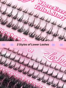 1360PCS/680PCS Lash Clusters With Spikes, T50D+80D+100D+120D Wispy Eyelash Clusters Kit, 0.31–0.63inch Spiked Russian Volume Lashes, Includes Lash Bond & Seal, Tweezers, Remover, Perfect For Party, Wedding, Halloween, Christmas, Daily Wear - 粉色 - 查看 5