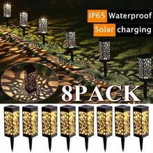 20/12/10/8/6PCS Solar Retro Hollow Garden Floor Lamp, Outdoor Path Light, Automatic LED Halloween Christmas Decoration Landscape Light, Suitable For Yard, Garden, Path, Lawn, Street, Party Holiday Decoration.Local Warehouse Halloween Decor. - Solar Retro Hollow Garden Floor Lamp - 查看 16