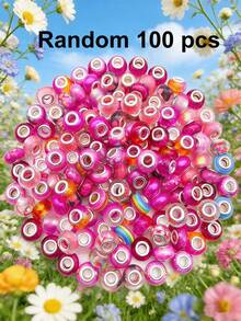 50/100 piezas Cuentas de silicona con agujero grande - Cuentas espaciadoras de acrílico agrietado surtido, adecuadas para hacer pulseras, collares, llaveros - Suministros duraderos para hacer joyas - Multicolor - Ver 26