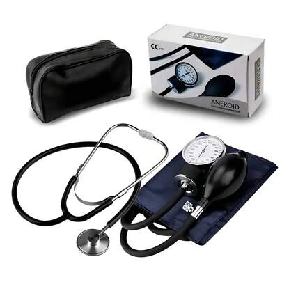 Kit de Tensión Arterial Aneroide + Estetoscopio Negro | Equipo Médico Profesional