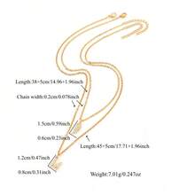 2件套经典简约字母翅膀吊坠金色不锈钢链条多层项链，女士款 - 金黃色 - 查看 2