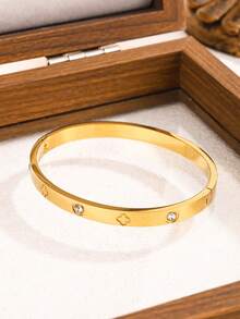 Set da 5 pezzi/1 pezzo Braccialetto in acciaio inossidabile multicolore personalizzato, design unico, alla moda e versatile, raffinato ed elegante, regalo ideale, non sbiadisce mai - Oro giallo - Visualizzare 5