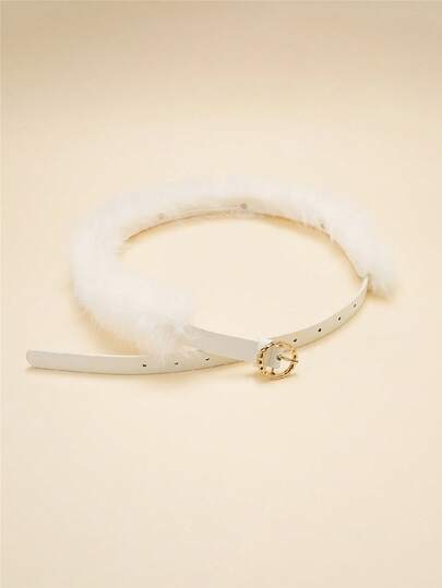 1件装女士纯色时尚装饰腰带，独特仿毛皮腰带，配饰