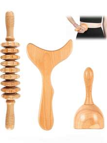 6-In-1 Wooden Massage Tool Set, Shaping Massage Kit, Wooden Therapy Tools For Relieving Muscle Pain, Shaping, Contouring And Reducing Cellulite - Multicolor - View 3