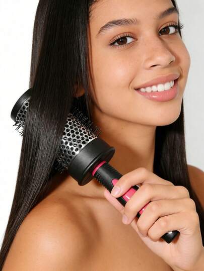 Professional Round Styling Brush With Aluminum Tube For Blow-Drying Hair. Suitable For Both Wet And Dry Hair, Creating Voluminous And Smooth Hairstyles. Suitable For Salon And Home Use.