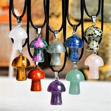 5/10/20/30 Pcs Multi-Color Mini Mushroom Crystal Pendant - Various Natural Stone Decorations, Suitable For Jewelry Making And Decoration, Random Colors - Multicolor - View 10