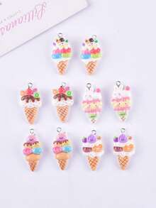 10pcs/Set Cute Cartoon Colorful Resin Ice Cream Jewelry DIY Pendant Earrings Necklace Accessories Wholesale - Multicolor - View 2