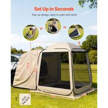 Screen House Tent, 6 X 6 Ft, 4-6 Person Pop Up SUV Tailgate Tent, Portable Screened In Canopy With Carry Bag, Netting Sides, For Car Camping, Garden, Patio, Backyard, Outdoor Activities, Beige - Mẫu gắn phía sau, kích thước 6*6ft - Xem 2