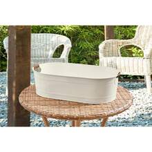 Homes & Gardens - Vanilla White Medium Oval Galvanized Tub BH24100108683F9, 20.27 In L X 11.22 In W X 5.7 In H - Single - View 4