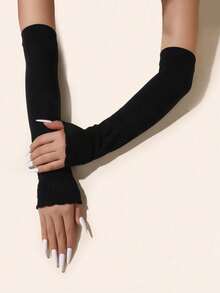 1 Pair Ice Silk Arm Sleeves, Women Summer UV Protection Driving Arm Covers With Heart Print - A - View 2