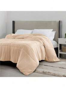 1 Pc Lux Decor Down Alternative Comforter – Soft Breathable All Season Quilt With Corner Tabs – Lightweight Hotel-Quality Bedding For Summer Sleeping – Box Stitching For Fluffiness – Versatile Bedroom Decor – Back To School, Graduation Gifts, Home Decor-Summer Turn Up, Summer Pick, Halloween-Inspired Bedding, Halloween Fall Decor - 米色 - 查看 8