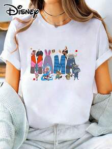 Disney Camiseta de algodón de cuello redondo con mangas sueltas de largo regular y estampado de Minnie Mouse para mujer - Blanco - Ver 1