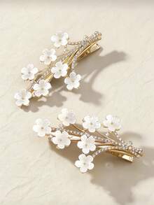 1/2件装 女士时尚优雅水晶花朵发夹、发卡、配饰 - 彩色 - 查看 6