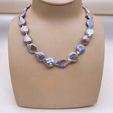 14毫米紫灰色椭圆形天然淡水珍珠，1串，40厘米/15.75英寸，孔径0.9毫米，DIY - 灰紫色 - 查看 2