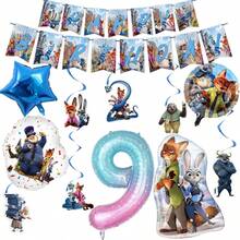10 Peças Conjunto de Balões Azuis para 1st Aniversário: Material de Alumínio Metalizado + Látex Dupla Camada, Estilo Cartoon Legal! Inclui Balões Numéricos Azuis Brilhantes "1-9", Balões em Formato de Nick e Judy + Bolas Decorativas com Glitter, Tons de Azul Claro Reproduzindo Imagens dos Personagens, Vívido e Atraente. - Multicolorido - Visão 10