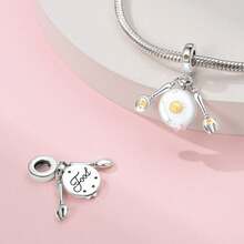 1件镀银下午茶夏日冰淇淋樱花甜点草莓蛋糕吊坠猫咪美食3件彩虹糖果甜甜圈吊坠甜点珠马卡龙粉色和蓝色串珠适合原创蛇形手链项链串珠DIY珠宝制作奢华女友礼物 - 彩色 - 查看 6