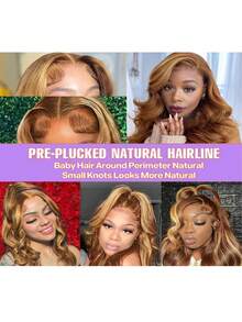 200% High Density Body Wave Wig - 34 Inch 13x6 HD Lace Front Human Blended Hair, Pre-Plucked Glueless Frontal Wig With Baby Hair, Ultra Full Voluminous Curls For Women, No Glue & Ready To Wear - SP4/27 - View 9