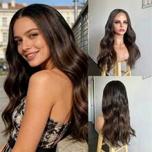 Tóc giả ombre nâu sang vàng kim chất liệu cao cấp, kiểu dáng ren phía trước, đường chân tóc dài gợn sóng tự nhiên, không keo dán, đường chân tóc đã được tỉa sẵn, dành cho nữ. - Nhiều màu - Xem 13