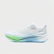 XTEP 男士休闲经典白/粉蓝色跑步鞋，适合日常穿着 - 經典白/微波藍 - 查看 2