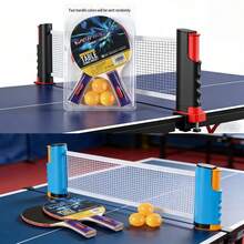 BSPORT Ping Pong Paddle Set, Portable Table Tennis Set With Retractable Net, Rackets, Balls And Carry Bag For Indoor/Outdoor Games (Slight Black Spot Defect On The Screen Printed English Letters On The Racket, Rackets With Or Without English Letters Will Be Randomly Shipped) - Multicolor - View 4