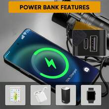 GHUSTAR A Rechargeable LED Flashlight With A Built-In Hook For Easy Carrying, 3 Lighting Modes, Adjustable Zoom, Suitable For Camping, Night Fishing, Adventures, Night Cycling, And More - Black - View 5
