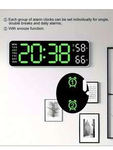 Large/Medium/Small/Square LED Digital Clock – Custom Spanish Version – HD Display, 10 Brightness Levels, Timer, Dual Alarm And Remote Control (Depending On Model) - Large - View 5
