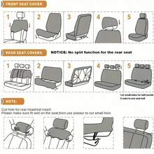 9件/4件装通用反光卷边真皮汽车座椅套，兼容安全气囊，内置拉链设计并预留开口孔，适用于SUV和卡车 - 座椅套 - 查看 10