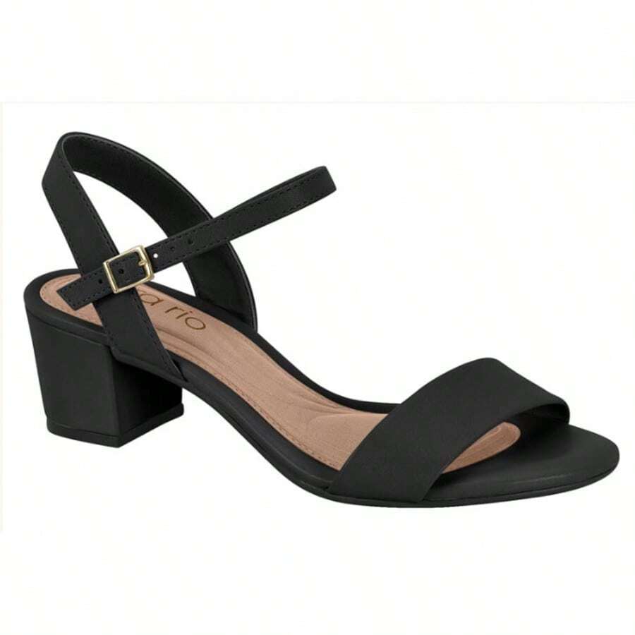 Women's Beira Rio Sandal With Low Block Heel, Casual Comfort - 黑色 - 查看 1