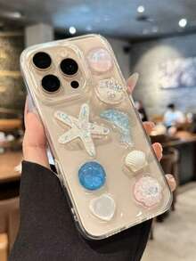 贝壳、海星、海豚海洋元素环氧树脂手机壳，适用于苹果11/12/13/14/15/16/17系列 - 彩色 - 查看 4