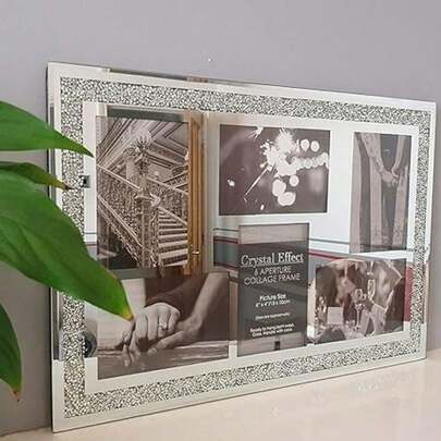 Biznest Silver Sparkle Photo Frame Multi Aperture Picture Photo Frame For 6 Photos (50Cmx34Cm)