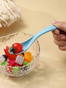 4件套小麦秸秆儿童及成人小勺，创意可爱防滑防烫餐具 - 彩色 - 查看 3