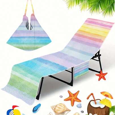 1pc Quick Dry Super Soft Microfiber Rainbow Beach Towel - Super Absorbent, Lightweight, With Pocket, Ideal For Beach, Pool, Camping, Picnic, Yoga And Travel