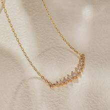 1pc Gold Rhinestone Embellished Minimalist INS Style Necklace, Delicate & Versatile Choker Necklace, Lightweight Luxury Pendant Jewelry For Spring/Summer Daily Wear, Women's Gift For Holidays, Birthdays - MultiWarna - View 9