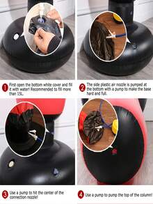 3件套拳击沙袋，充气式独立站立重型拳击沙袋，配有4英寸充气脚踏泵，男女通用训练器材，适合所有年龄段的站立式拳击沙袋 - 彩色 - 查看 8