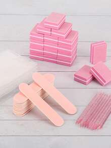 Pink Mini Nail Buffing Block Set, For Nail Art, Includes Nail File And Wooden Stick Nail Buffers, Professional Manicure Kit - Baby Pink - View 2