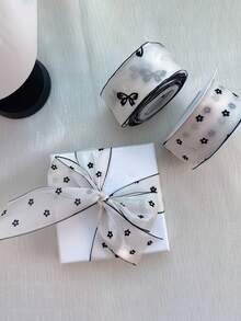 10 Yards Black & White Heart Pattern Ribbon, Elegant Gift Wrapping Decor, Suitable For Weddings And Birthdays, Fashionable Floral Arrangement Ribbon, Fits Various Occasions, DIY Craft Supplies - Multicolor - View 11