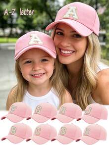 1顶母子同款字母“A-Z”棒球帽，适合母亲节、儿童节及作为遮阳帽。 - 粉色 - 查看 1
