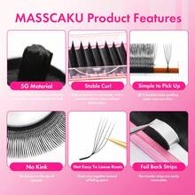 12Lines MASSCAKU U-Shaped L/LU/M Curl Y 3D-5D U Eyelash Extensions 8-15mm Soft Matte Black Natural Look Individual Lashes Bunches For Makeup Tool - View 4
