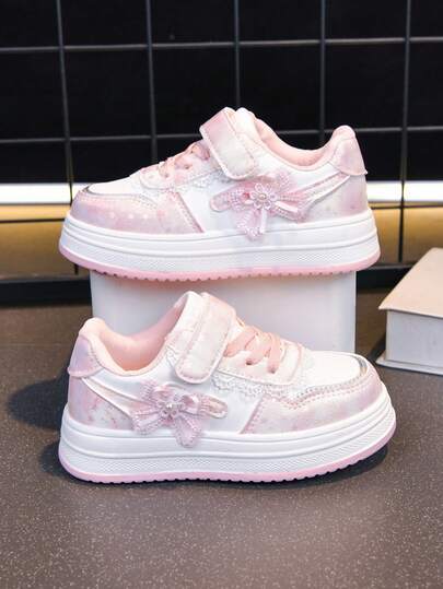 Children's Versatile, New Comfortable Soft-Sole Shoes, Suitable For All Seasons, Outdoor Wear, Vacation Travel, Princess-Style Decor, School, Fashionable Casual Thick-Soled Sneakers
