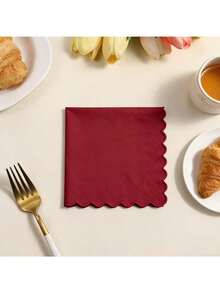25/50/75pcs Fan-Shaped Embossed Napkins, Burgundy Beverage Cocktail Napkins, Elegant Wedding Disposable Dessert Napkins, Suitable For Wedding, Birthday, Anniversary, Engagement, Baby Shower, Party, 33*33 Inches - Dark Blue - View 3