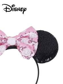 Disney 1pc Mickey & Minnie Black + Pink Polka Dot Sequin Bow Headband, Party Costume Accessory, Theme Party Decor, Amusement Park Photo Prop, Suitable As Birthday Gift, Holiday Party - Black and Pink Polka Dots - View 5