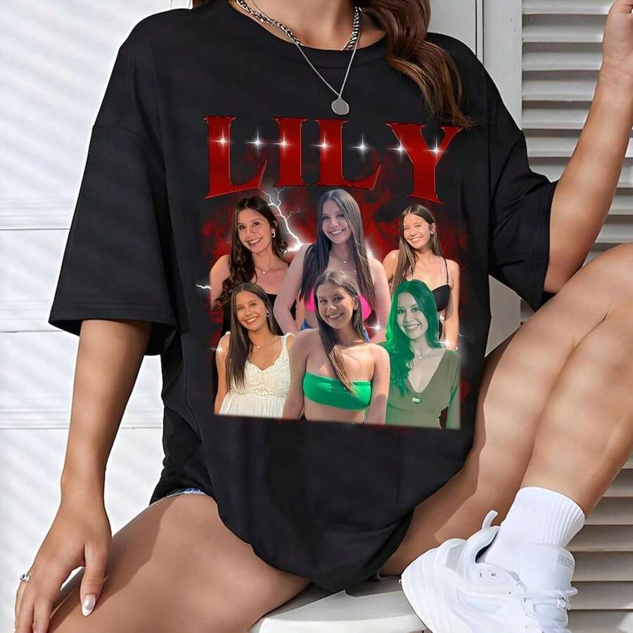 Custom Bootleg Rap Tee Shirts, Personalized Your Photos Vintage Shirt, Custom Girlfriend Tee For Valentines Day. For Women,Valentine Outfits For Women,Tops De Mujer, Vacation Outfits Women, Clothes Women,Vintage Summer Outfits For Women, Track Suit For Her. A Perfect Valentine's Day Gift For Your Loved One! - 黑色2 - 查看 1
